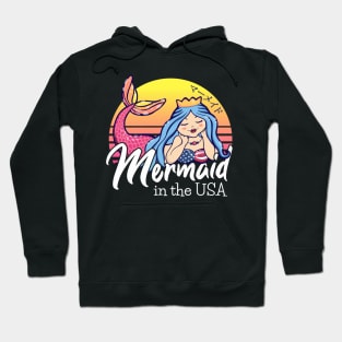 Vaporwave Aesthetic Sunset Mermaid In The Usa Hoodie